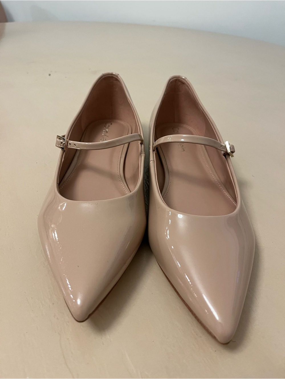 Calvin Klein Nude Patent Pointed Mary Jane Flats